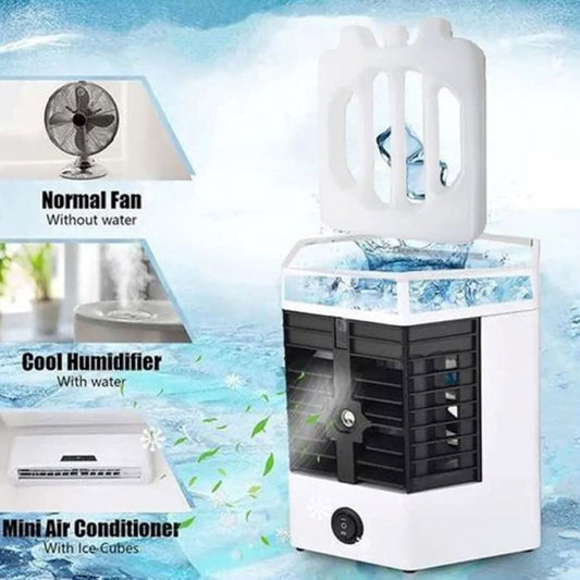 "Arctic Breeze: Mini Air Conditioner, Cooler, and Humidifier - Portable Cooling Fan for Personal Space - Quick & Easy Cooling Solution"