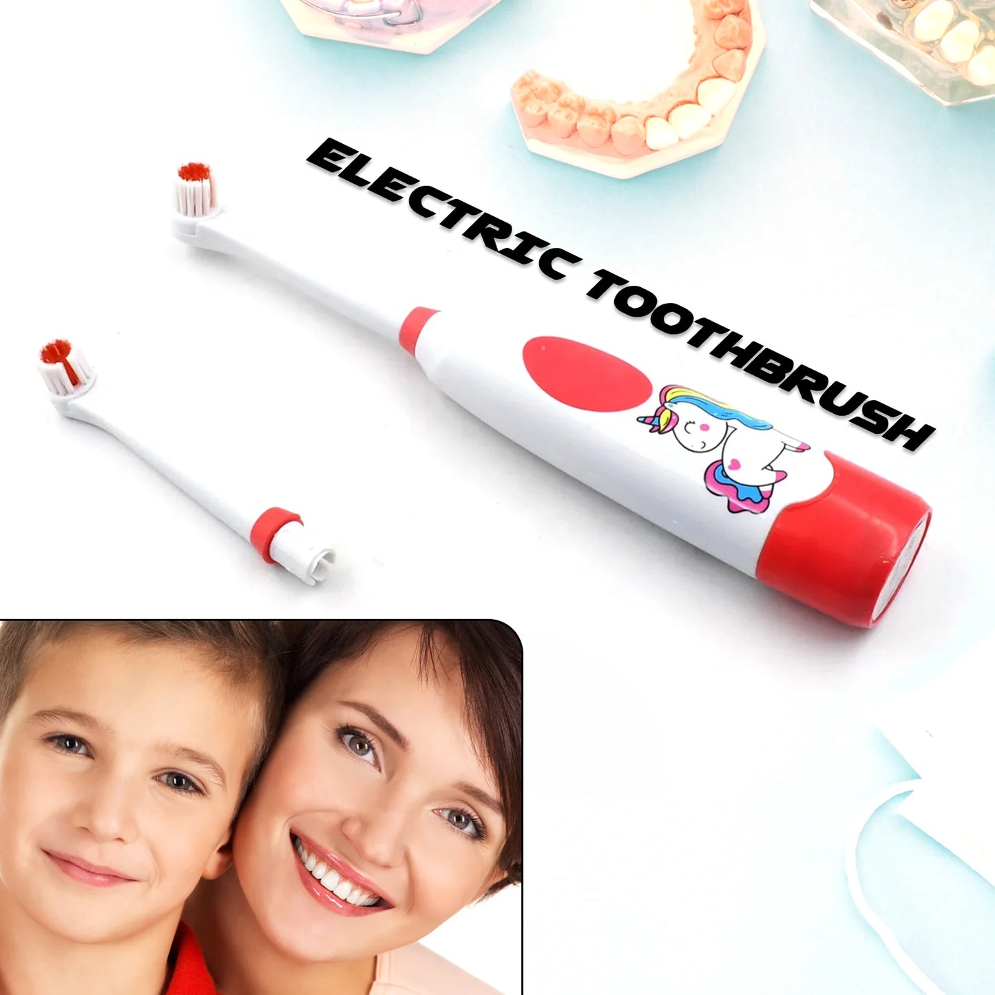 ELECTRIC TOOTHBRUSH FOR KIDS AND ADULTS   WITH EXTRA 1 BRUSH HEADS & 2 BATTERY