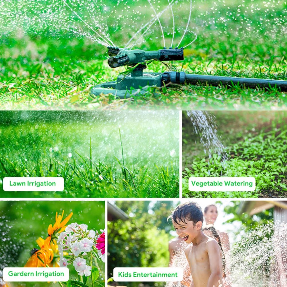 3 Arm Sprinkler for Watering Garden Lawn Yard Irrigation System 360 Degree Sprayer Head Water Saving Device…